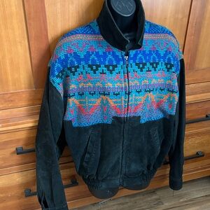 Scully leather woven western jacket
